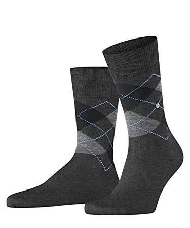 Burlington Men's Socks Manchester SO Cotton Patterned 1 Pair, Grey (Anthracite Melange 3095) New - Eco-Friendly, 40-46 on Sale